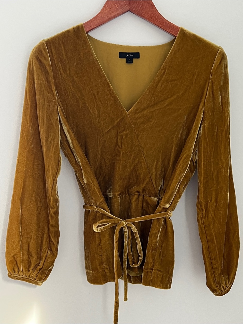 J. Crew | Velvet Wrap Blouse Mustard Gold Business Casual Holiday #J4962 Size 6